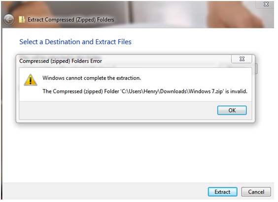 Windows 7 compressed zipped folders error